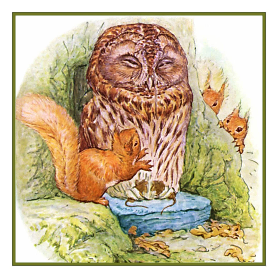 Beatrix Potter Squirrel Nutkin Owl Eyes Wide Shut Counted Cross Stitch Pattern - Image 1 of 4