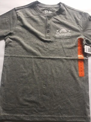 Camisa masculina manga curta PS Aeropostale tamanho 12 cinza Los Angeles Califórnia - Imagem 1 de 4