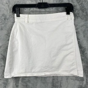 Falda envolvente Aritzia Sunday Best talla 2 blanca línea Mini A algodón elástico playero - Imagen 1 de 7
