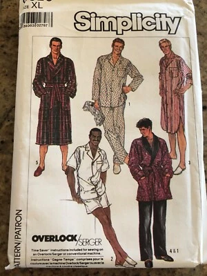 🌻 SIMPLICITY #8323 - MEN'S PAJAMAS-ROBE-NIGHTSHIRT-SMOKING JACKET PATTERN XL FF - Image 1 of 2