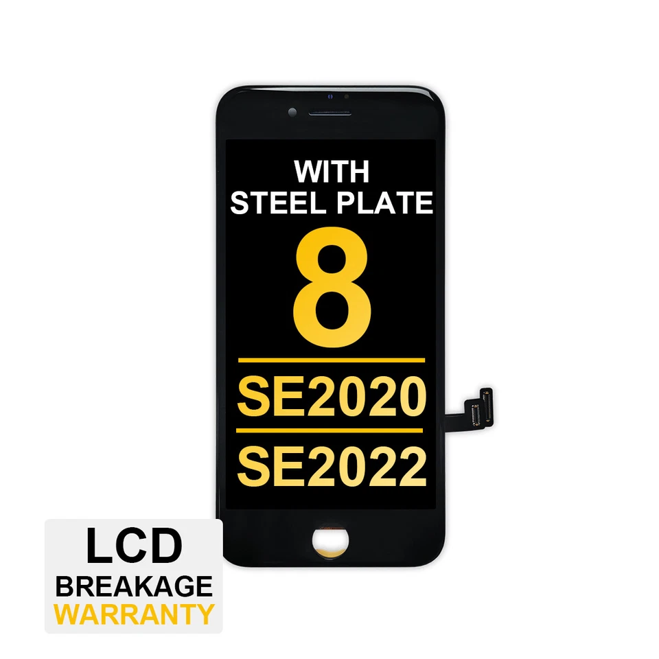 Premium LCD Screen with Steel Plate for iPhone 8 / SE (2020) / SE (2022) - Black - Image 1 of 1