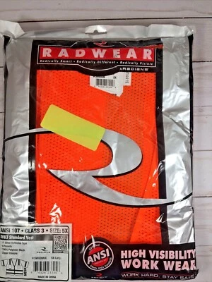 Chaleco de Trabajo de Seguridad Radwear Naranja SV83 Malla 5XL Plata Cinta Reflectante 6 Bolsillos Foto 1 de 4
