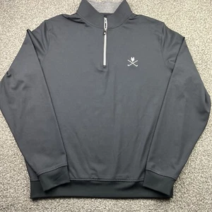 Footjoy Sweater Mens Medium Black 1/4 Quarter Zip Performance Pullover Golf - Picture 1 of 19