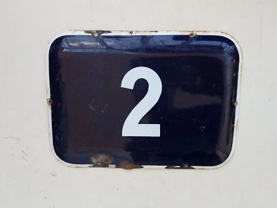 GRAN letrero de casa de la calle vintage de porcelana esmaltada ISRAELÍ número 2 # 2 Foto 1 de 3