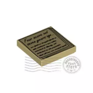 1x LEGO 3068pb0825 Tile Decorated 'Four score and seven years ago...' 2x2 Tan - Picture 1 of 1