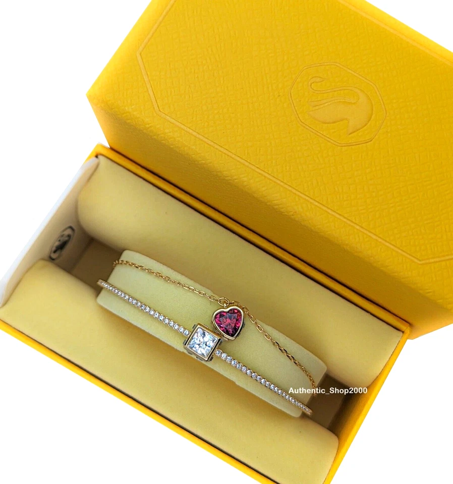 100 Authentic SWAROVSKI Sparkle Square Heart Chroma bangle Bracelet 5683835