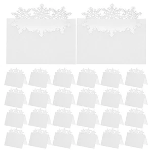  50pcs Snowflake Christmas Table Place Cards - Blank Paper Name Cards - Holiday - Picture 1 of 12