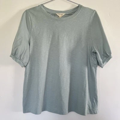 Seasalt Cornwall Oleander T-Shirt Blue Organic Cotton Puff Sleeve - Size 12 - Image 1 of 4