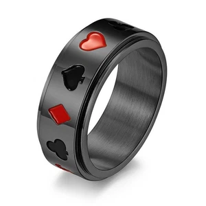 Anillo giratorio de tarjeta de póquer de 8 mm de acero inoxidable para hombre anillo de la suerte de motociclista vintage S/B - Imagen 1 de 27