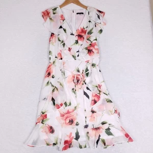 Robe à volants floraux Tommy Hilfiger taille 14 blanc rose cottagecore glam - Photo 1/11