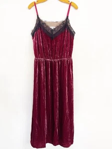 Sundance Norma Elegance Samtkleid M weinrot Spitze Seidenmischung Midi skurril - Bild 1 von 8