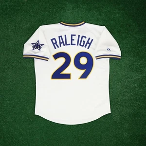 Cal Raleigh 1977 Seattle Mariners Cooperstown Men's Home Jersey w/ Team Patch - Picture 1 of 7