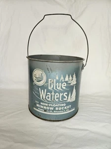 Frabill Blue Waters Vintage Minnow Bucket Galvanized Metal Bait Non Floating - Bild 1 von 9