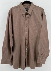 Jos. A. Bank Travelers Collection Long Sleeve Button Down Brown Red Houndstooth - Picture 1 of 5