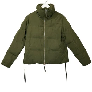Everlane Puffer Down Filled Bomber Coat Green Women XS Pockets - Picture 1 of 14