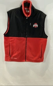 Columbia Men's Red Black Ohio State Buckeyes Fleece Full Zip Vest Size L - Picture 1 of 6