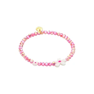 Biba Armband Blumenarmband Pink mit Weiße Blume - Bild 1 von 1