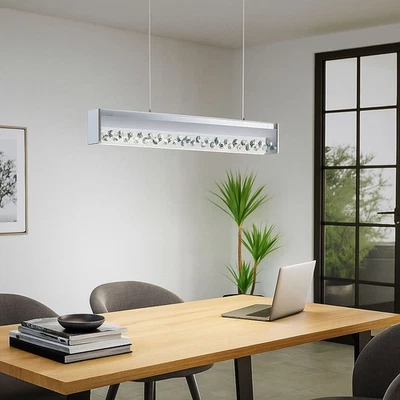 Lampada a Sospensione Luce Tavolo da Pranzo Cristallo LED Soggiorno H 110 CM - Immagine 1 di 4