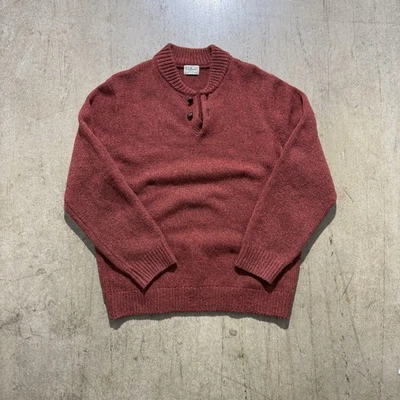 LL Bean Sweater Mens Medium Red Henley Pullover Knit Wool Blend Casual - Image 1 of 4