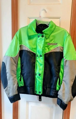 Kawasaki Neon Green Motorcycle Riding Jacket Padded Size Medium 20 X 25 — 第 1/4 张图片