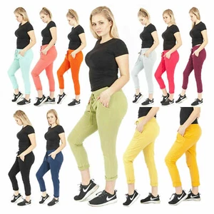 Pantalones ajustados italianos lisos para dama verano playa moda - Imagen 1 de 7