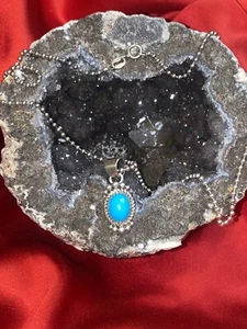 Vintage Native American Navajo Sterling Turquoise Pendant Signed F MARTINEZ RARE - Picture 1 of 5