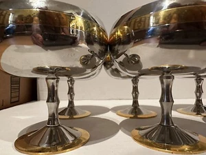 Zepter Stainless Steel Ice Cream Bowls Goblets 6pc Set with 18k Gold Plated New - Picture 1 of 8