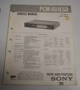 Original Sony Digital Audio Processor PCM-601ESD US Model Service Manual - Picture 1 of 2