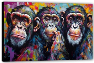 die drei Affenbrüder Pop art Graffiti Modern Bild Fantastic Aktuell Kunst SC2 - Bild 1 von 4