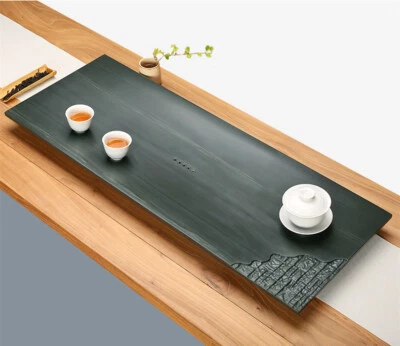natural stone tea tray black stone heavy tea table water draining tea boat large - Image 1 of 4