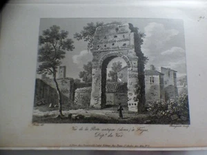 Gravure originale XIX eme - vue de la porte antique (doree) frejus var - Picture 1 of 1
