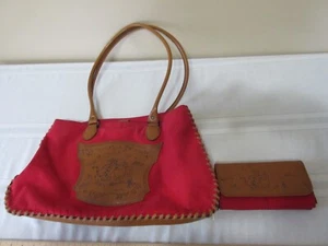 Disney Winnie Puuh Bär mit Tigger rot Tasche mit passender Geldbörse Canvas - Bild 1 von 16
