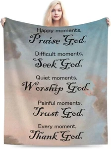 Bible Verse Blanket Christian Gifts for Women Prayer Throw Blanket 60"x80" Blue - Picture 1 of 5