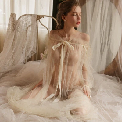 Sexy Lencería See Through Camisón Vestido de Noche Bata Transparente Mujeres Foto 1 de 4