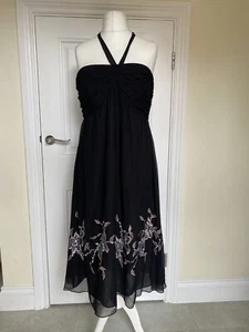 Monsoon Black Silk Dress 'Evyan' Size 16 Sequinned & Embroidered NWT - Picture 1 of 8