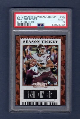 DAK PRESCOTT 2019 PANINI CONTENDERS DRAFT CRACKED ICE # / 23 SP PSA 9 BULLDOGS - Image 1 of 2