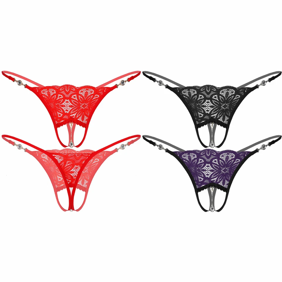 Herren Sissy G-String Tanga Spitzen Ouvertslip Low Rise Unterhose Reizwäsche - Bild 1 von 1