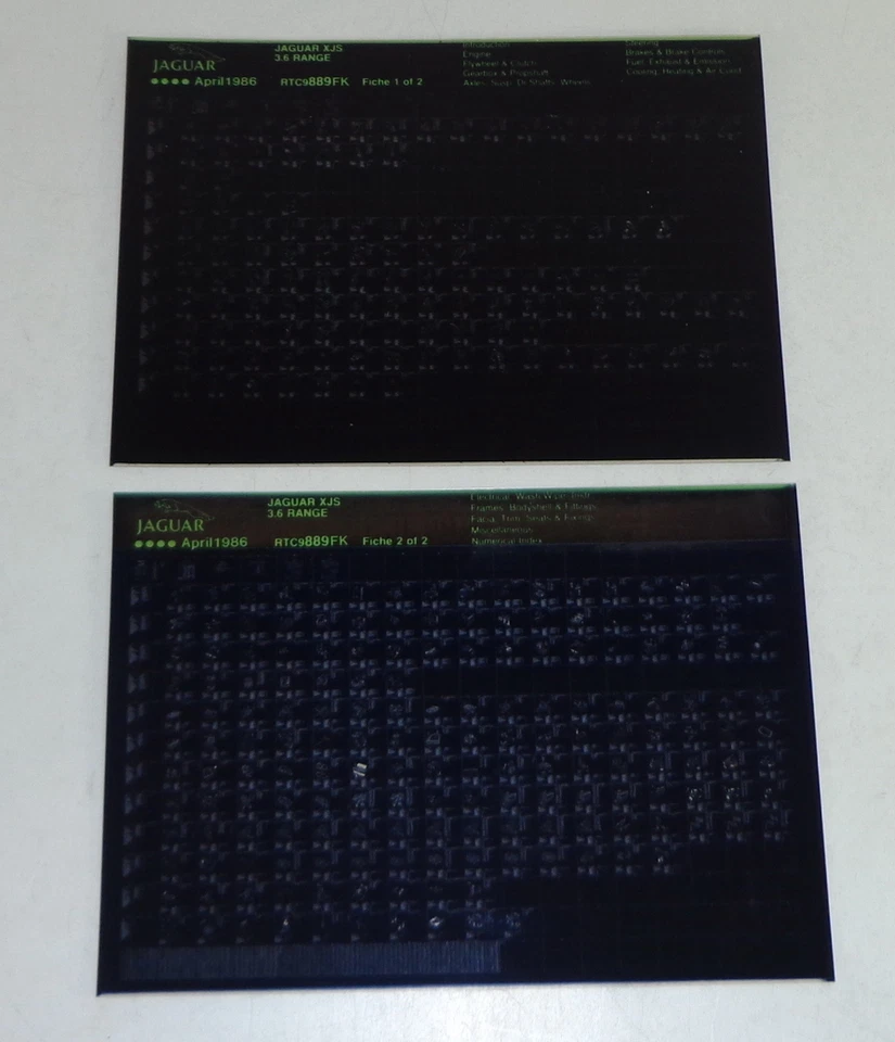 Microfiche Catalogo Ricambi / Spare Parts List Jaguar Xjs 3.6 Stand 04/1986 - Immagine 1 di 1