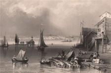 CANADA. Prescott, Ontario, from Ogdensburg Harbour. BARTLETT 1842 old print