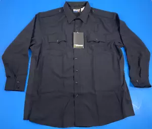 NWT LARGE 16.5 X 33 BLAUER MENS SUPERSHIRT 8436-1 L/S WOOL BLEND SHIRT DARK NAVY - Picture 1 of 5