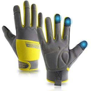 ​Waterproof Nylon Safety Work Gloves U-Grip Yellow Mechanics Builders Size L​ - Picture 1 of 8