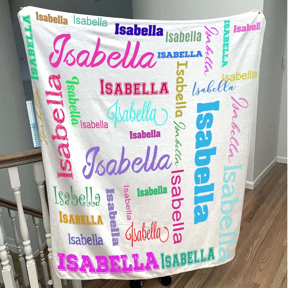 Personalized Repeating Name Throw Blanket | 30x40 | 50x60| 60x80 | Fleece | Mink - Image 1 of 4