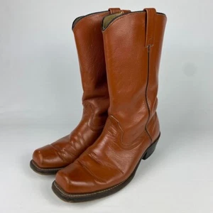 Vintage Sears Chunky Campus Cowboy Boots 10.5 D Made Square Toe - Picture 1 of 18