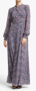 MICHAEL KORS MAXI DITSY DRESS 12 UK (M) BRAND NEW BLUE CORAL PEACH - Picture 1 of 3