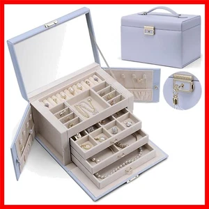 Modern Purple Large Jewellery Box with Drawers - Secure Storage for All Gems - Picture 1 of 12