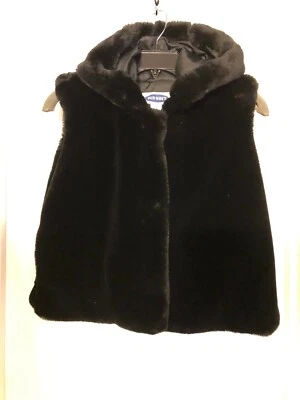 Chaleco con Capucha Antiguo Azul Marino Negro Imitación Piel Elegante, Cálido, Divertido Talla 14-Niñas (Talla S-Mujeres) Foto 1 de 4