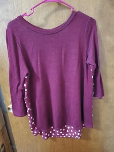 Cranberry elegantes Top mit kontrastierenden Tupfen von Papermoon Clothing Gr. Medium - Bild 1 von 3
