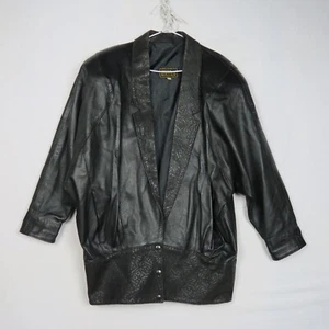 Siricco Womens Leather Jacket 10(AU) or Small Black Long Sleeve Biker Blazer - Picture 1 of 8