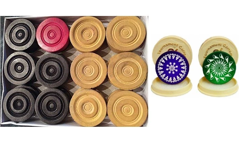 24 Carrom wooden Coins +  2 Carrom Striker HQ - image 1 of 1