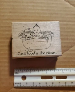 God Loveth The Clean Rubber Stamp Baby Bathtub - Picture 1 of 2